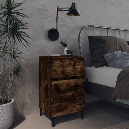 Noptiera cu picioare din metal, stejar afumat, 40x35x69 cm GartenMobel Dekor
