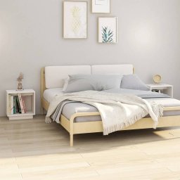 Noptiere, alb, 2 buc., 40x30x40 cm, lemn masiv de pin GartenMobel Dekor