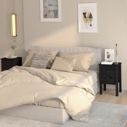 Noptiere, 2 buc., negru, 40x35x61,5 cm, lemn masiv de pin GartenMobel Dekor