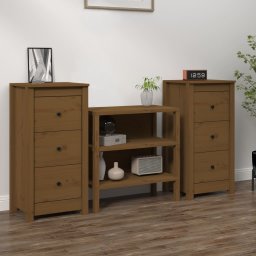 Servanta, 2 buc., maro miere, 40x35x80 cm, lemn masiv de pin GartenMobel Dekor