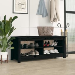 Banca pentru pantofi, negru, 110x38x45,5 cm, lemn masiv de pin GartenMobel Dekor