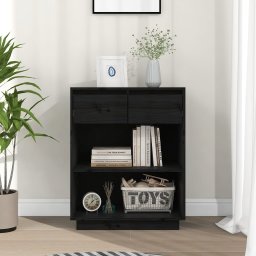 Dulap consola, negru, 60x34x75 cm, lemn masiv de pin GartenMobel Dekor