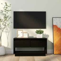 Comoda TV, negru, 74x34x40 cm, lemn masiv de pin GartenMobel Dekor