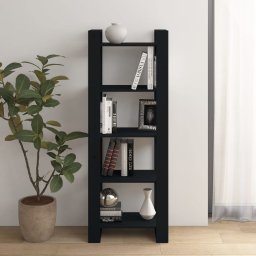 Biblioteca/Separator camera, negru, 60x35x160 cm, lemn masiv GartenMobel Dekor