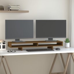 Suport pentru monitor, maro miere, 100x27x14 cm, lemn masiv pin GartenMobel Dekor