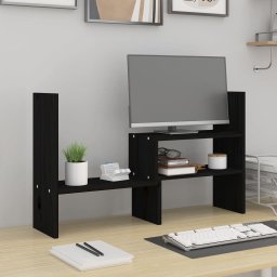 Suport pentru monitor, negru, (39-72)x17x43 cm, lemn masiv pin GartenMobel Dekor