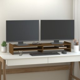Suport pentru monitor, maro miere, 100x27x15 cm, lemn masiv pin GartenMobel Dekor