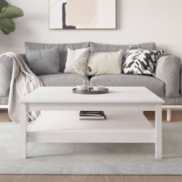Masuta de cafea, alb, 100x100x40 cm, lemn masiv de pin GartenMobel Dekor