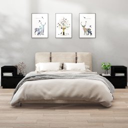 Noptiere, 2 buc, negru, 60x34x51 cm, lemn masiv de pin GartenMobel Dekor