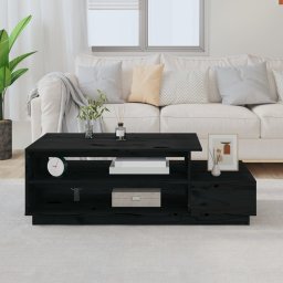 Masuta de cafea, negru, 120x50x40,5 cm, lemn masiv de pin GartenMobel Dekor