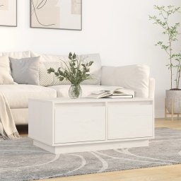 Masuta de cafea, alb, 80x50x35 cm, lemn masiv de pin GartenMobel Dekor
