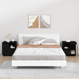 Noptiere, 2 buc., negru, 50x34x50 cm, lemn masiv de pin GartenMobel Dekor