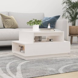 Masuta de cafea, alb, 80x55x40,5 cm, lemn masiv de pin GartenMobel Dekor