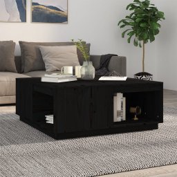 Masuta de cafea, negru, 100x101x40,5 cm, lemn masiv de pin GartenMobel Dekor
