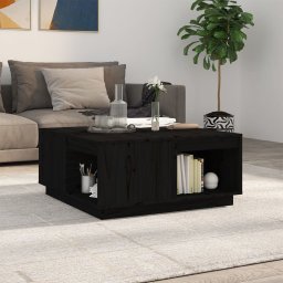 Masuta de cafea, negru, 80x81x36,5 cm, lemn masiv de pin GartenMobel Dekor