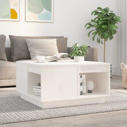 Masuta de cafea, alb, 60x61x32,5 cm, lemn masiv de pin GartenMobel Dekor
