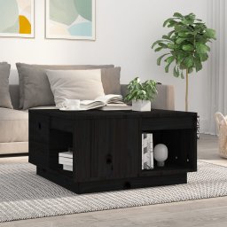 Masuta de cafea, negru, 60x61x32,5 cm, lemn masiv de pin GartenMobel Dekor