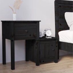 Noptiera, negru, 79,5x38x65,5 cm, lemn masiv de pin GartenMobel Dekor