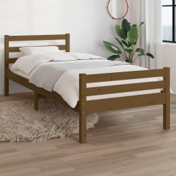 Cadru de pat mic single, maro miere, 75x190 cm, lemn masiv GartenMobel Dekor