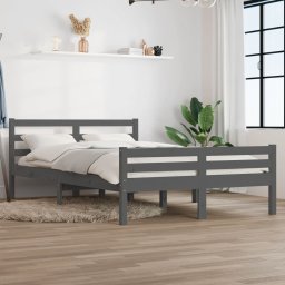 Cadru de pat, gri, 140x190 cm, lemn masiv de pin GartenMobel Dekor