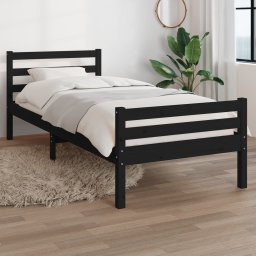 Cadru de pat, negru, 100x200 cm, lemn masiv de pin GartenMobel Dekor