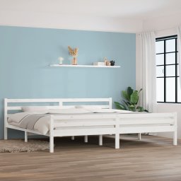 Cadru de pat, alb, 200x200 cm, lemn masiv de pin GartenMobel Dekor
