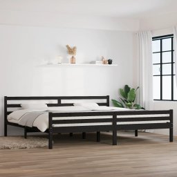Cadru de pat, negru, 200x200 cm, lemn masiv de pin GartenMobel Dekor