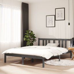 Cadru de pat dublu, gri, 135x190 cm, lemn masiv GartenMobel Dekor