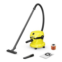 Aspirator multifunctional Karcher WD 2 Plus V-12/4/18/C , Aspirare umeda si uscata, 12 l, furtun, 1.8m, 1000W, functie de suflare, Galben/Negru