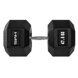 Gantera hexagonala, Otel/Cauciuc, 47.5 Kg, Negru