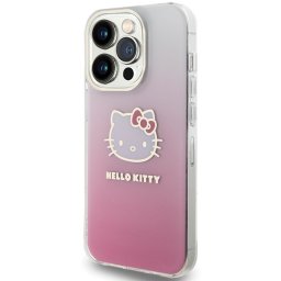 Husa Originala HELLO KITTY hardCarcasa IML Gradient Electrop Kitty Head HKHCP15LHDGKEP pentru Iphone 15 Pro Roz
