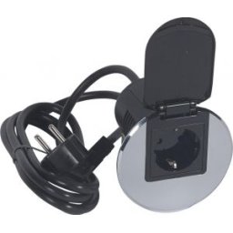 Modul Priza/Cablu/Fisa, Negru/Rama Inox 054082