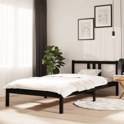 Cadru de pat, negru, 100x200 cm, lemn masiv de pin GartenMobel Dekor