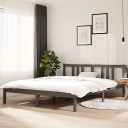 Cadru de pat King Size, gri, 150x200 cm, lemn masiv GartenMobel Dekor