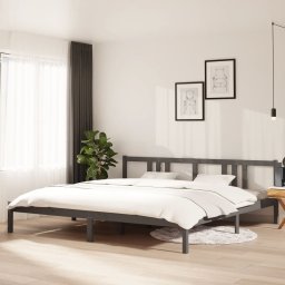 Cadru de pat, gri, 200x200 cm, lemn masiv de pin GartenMobel Dekor