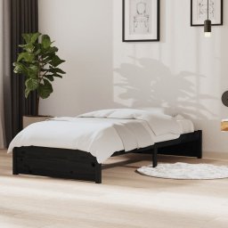 Cadru de pat single, negru, 90x190 cm, lemn masiv GartenMobel Dekor