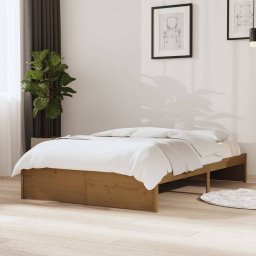 Cadru de pat mic dublu, maro miere, 120x190 cm, lemn masiv GartenMobel Dekor
