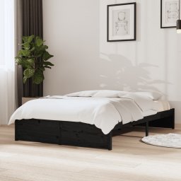 Cadru de pat mic dublu, negru, 120x190 cm, lemn masiv GartenMobel Dekor