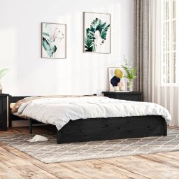 Cadru de pat, negru, 140x190 cm, lemn masiv GartenMobel Dekor
