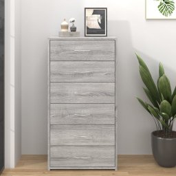 Servanta cu 6 sertare, stejar fumuriu, 50x34x96 cm, lemn GartenMobel Dekor