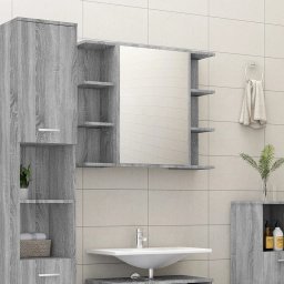 Dulap de baie cu oglinda gri sonoma 80x20,5x64 cm lemn compozit GartenMobel Dekor