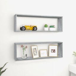 Rafturi de perete cub, 2 buc., gri sonoma, 80x15x26,5 cm, lemn GartenMobel Dekor