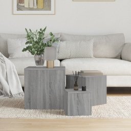 Masute laterale, 3 buc., sonoma gri, lemn prelucrat GartenMobel Dekor