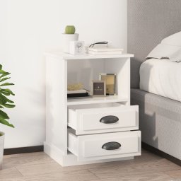 Noptiere, 2 buc., alb extralucios, 43x36x60 cm GartenMobel Dekor