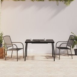 Set de masa gradina, 3 piese, antracit, otel GartenMobel Dekor