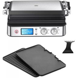 Gratar electric multifunctional Braun MultiGrill 9 CG9040, 0X17900003, 2000W, 3 moduri de gatire, temperatura maxima 230˚C, functie Sear 250˚C, argintiu-negru