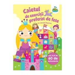 Caietul de exercitii preferat de fete, cu sarcini feerice. Mai mult de 60 de autocolante