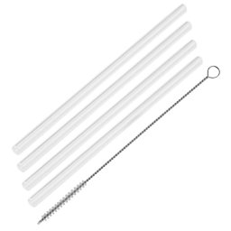 Paie de sticla cu perie Fackelmann 54845, 4 buc + 1, 22 cm, Diametru 8 mm, Sticla, Transparent