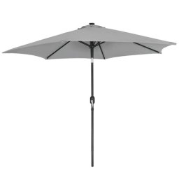 Umbrela gradina/terasa cu LED, manivela, Chomik, gri, 300 cm