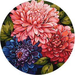 Set pictura pe numere rotunda, cu sasiu, Buchet colorat, O39 cm